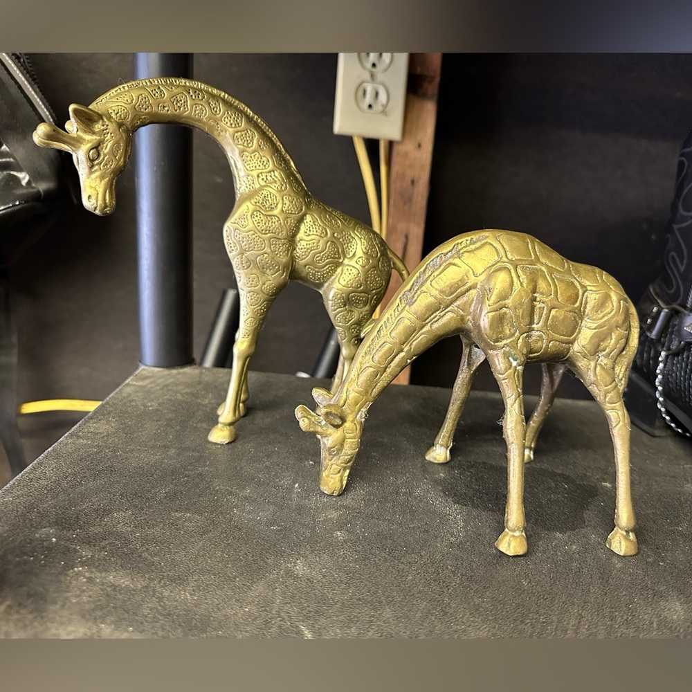 Set of brass giraffes